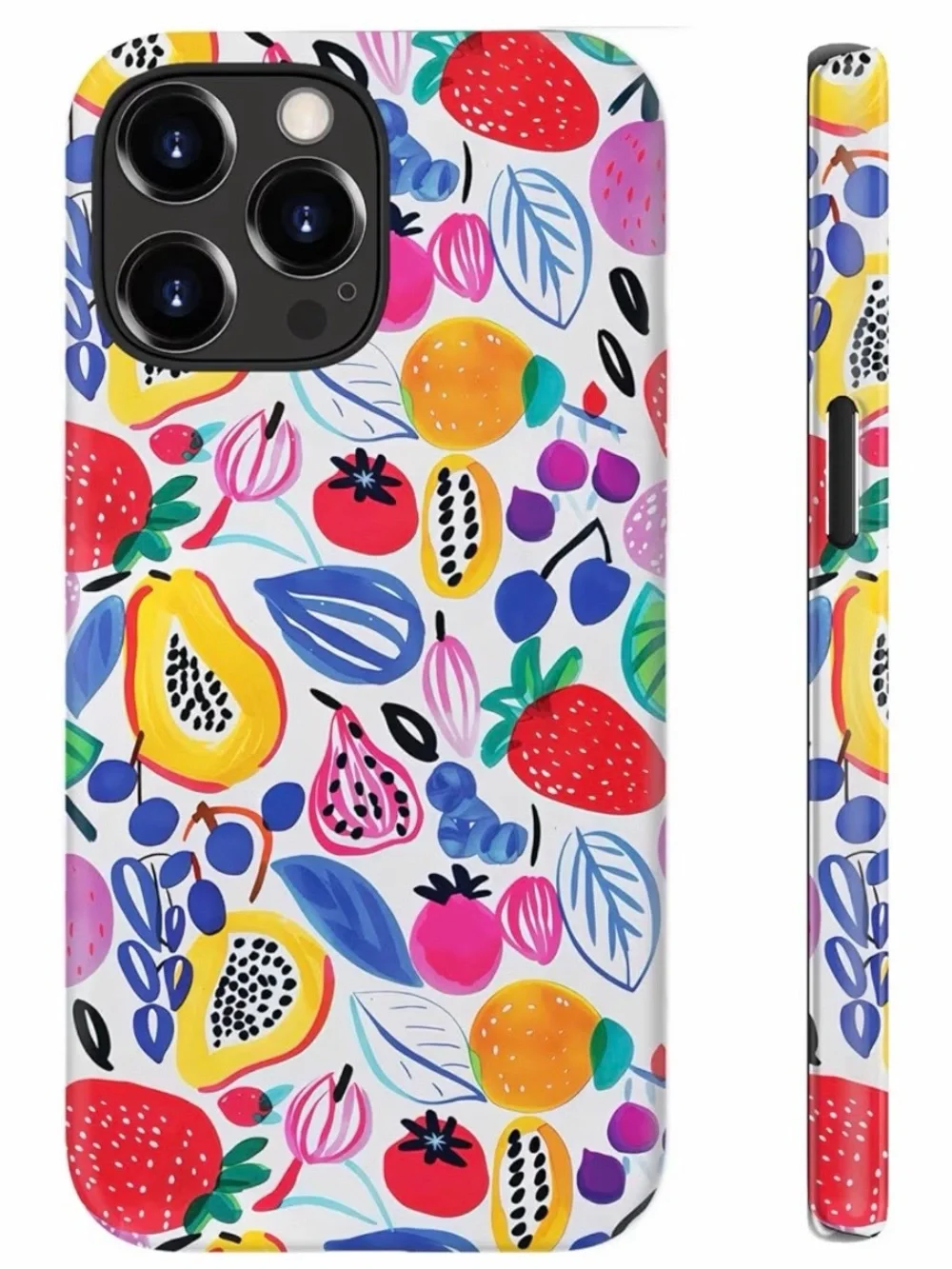 Fruity Delight iPhone 16 Pro Case Cute Hard Shell + Silicone Cover Protective